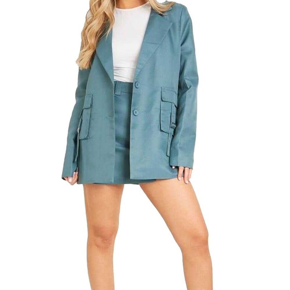 Missy Empire Womens/Ladies Cargo Pocket Blazer / Teal